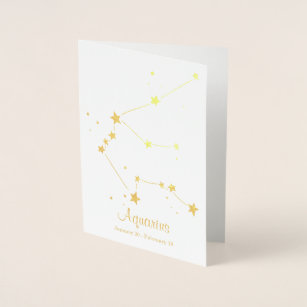 Gold Foil Aquarius Zodiac Sign Constellation Foil Card