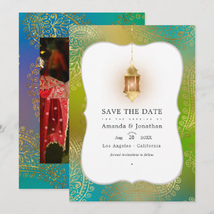 Gold Foil Arabian Bollywood Wedding Photo Save The Date