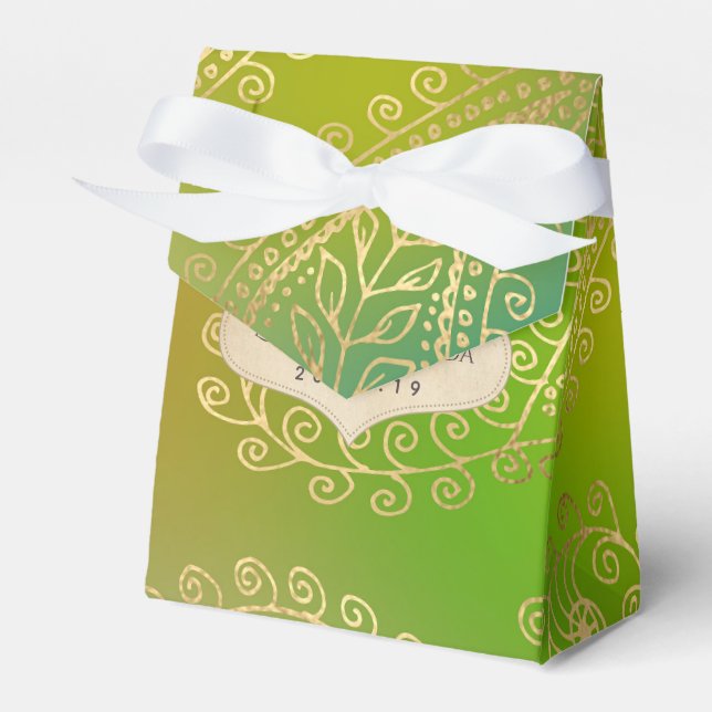Gold Foil Arabian Nights Themed Party Favor Boxes (Front Side)