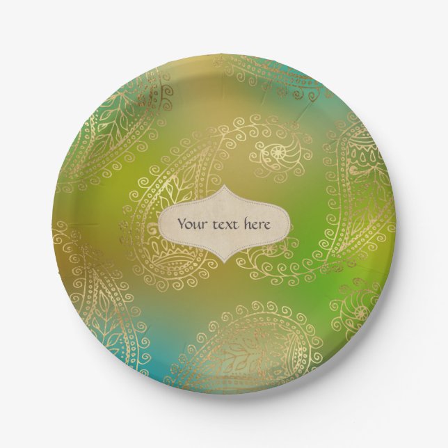 Gold Foil Arabian Paper Plates (Front)