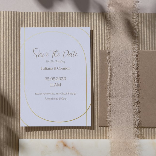 Gold Foil Arch Minimalist Wedding Save the Date  Invitation (Creator Uploaded)