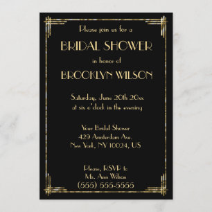 Gold Foil Art Deco Bridal Shower Invites