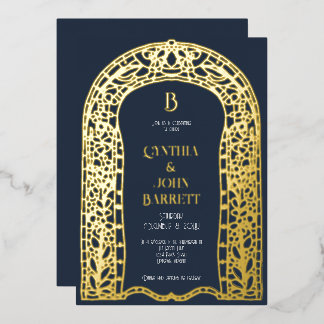 Gold Foil Art Deco Inspired Wedding Invitation Foil Invitation