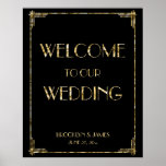 Gold Foil Art Deco Wedding Reception Sign 24x30 at Zazzle