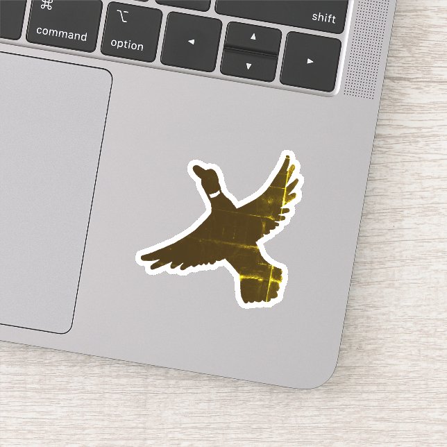 Gold Foil Artistic Flying Duck Sticker (Detail)