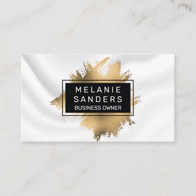 Gold Foil Artistic | White Drapery Business Card (Front)