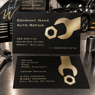 Gold Foil Auto Repair Mechanic Spot Gloss Business Cards
