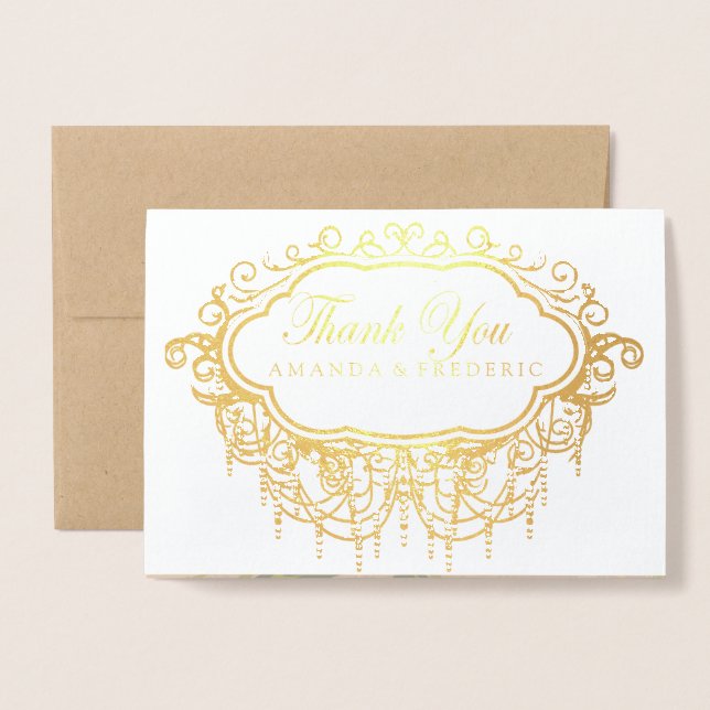 Gold Foil - Autumn Wedding Thank You Card (Front With Envelope)