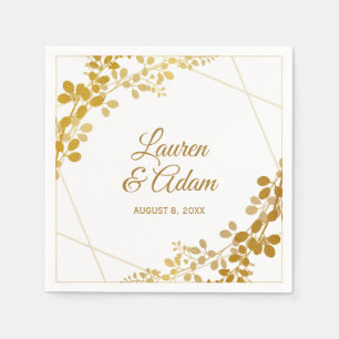 Gold Foil Baby's Breath or Vines Wedding Napkins