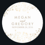 Gold Foil Baby's Breath White Wedding Classic Round Sticker<br><div class="desc">baby's breath gold foil wedding stickers - seals</div>