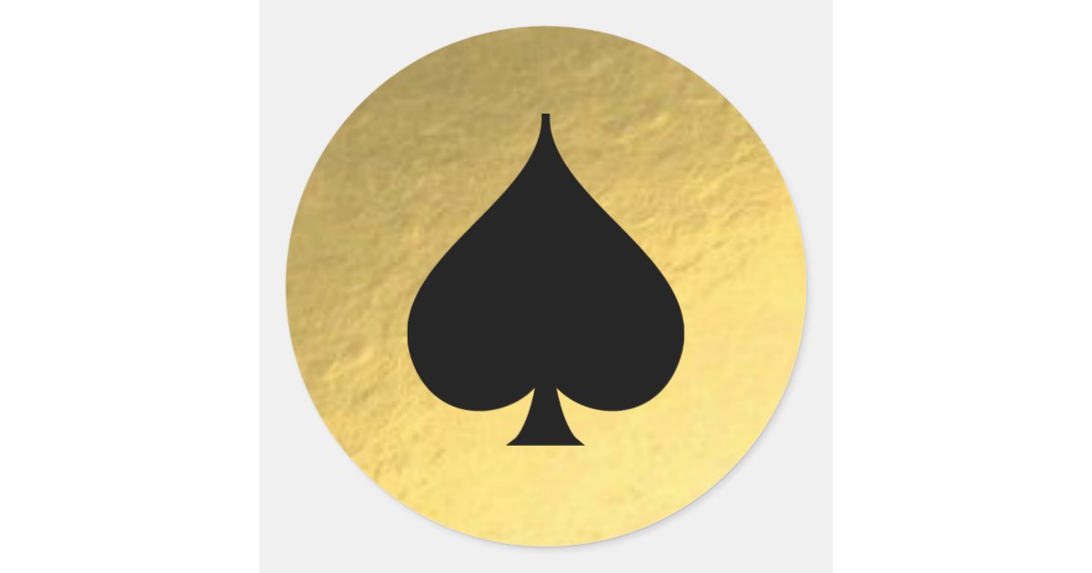 Gold Foil Background Black Spade Symbol Sticker | Zazzle