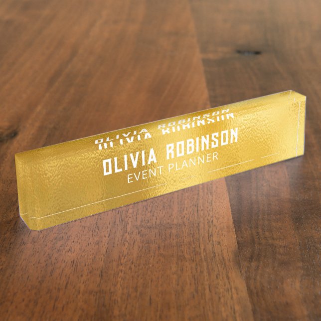 Gold Foil Background Desk Name Plate (Side)