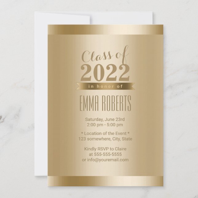 Gold Foil Background Graduation Party Invitation (Front)
