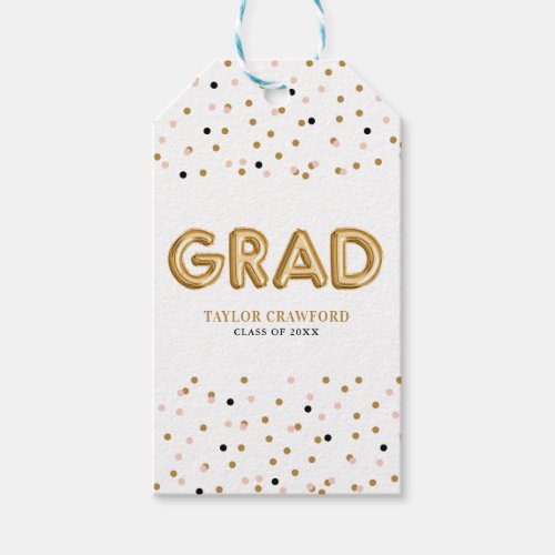 Gold Foil Balloon  Confetti Dots Graduation Gift Tags