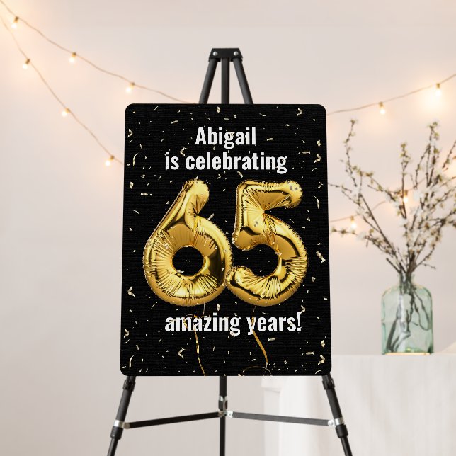 Gold Foil Balloons 65th Birthday  Foam Board (In Situ (Stand))