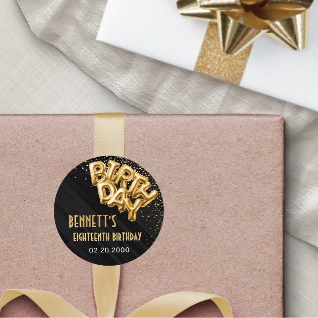 Gold Foil Balloons Birthday Classic Round Sticker (Creator Uploaded)