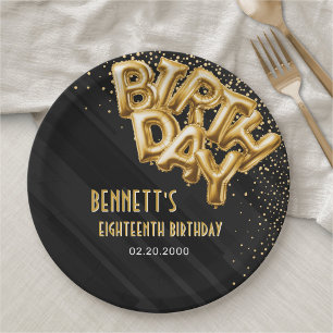 Gold Foil Balloons Birthday Paper Plates