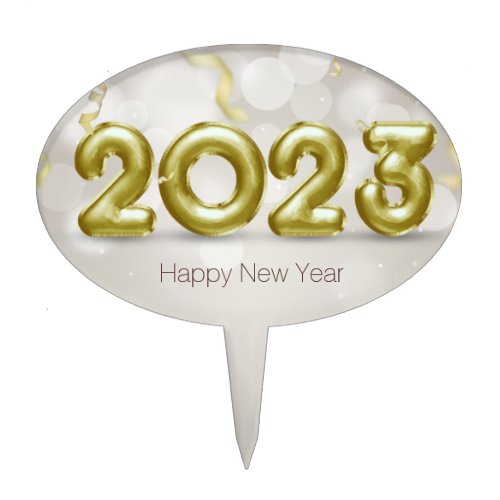 Gold Foil Balloons Elegant Confetti 2023 Cake Topper