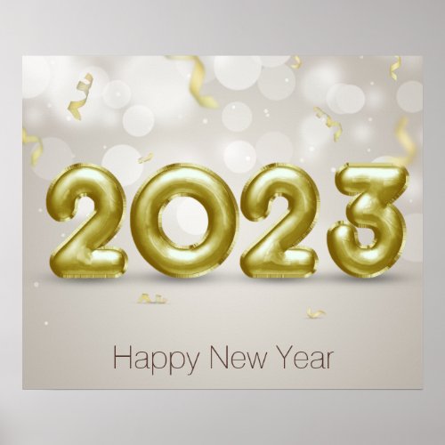 Gold Foil Balloons Elegant Confetti 2023 Poster