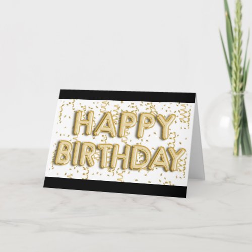 Gold Foil Balloons Happy Birthday Card