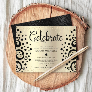 Gold Foil Bat Mitzvah Black Tree of Life Script Enclosure Card