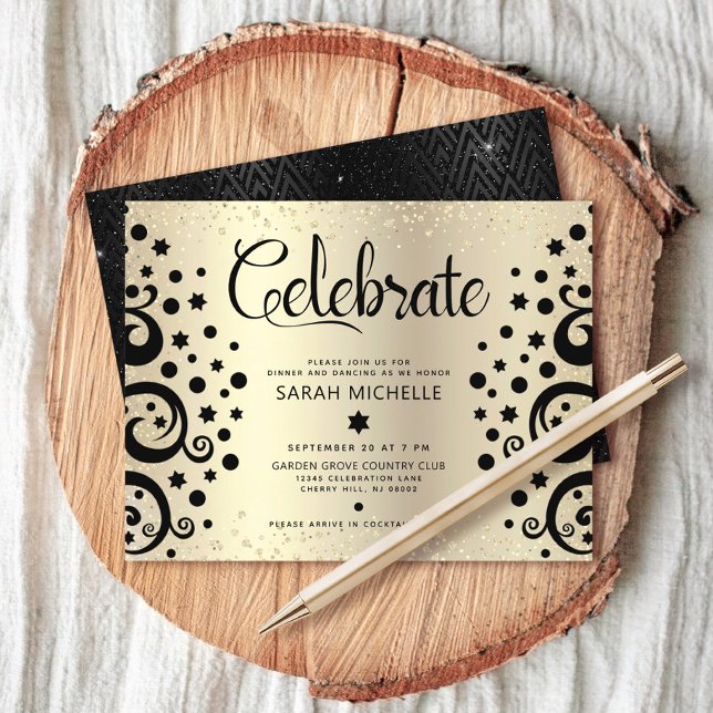 Gold Foil Bat Mitzvah Black Tree of Life Script  Enclosure Card (Creator Uploaded)