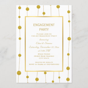 Gold foil beads modern wedding engagement party invitation