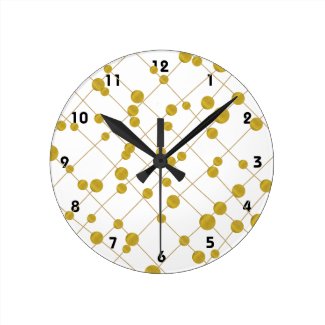 Gold foil beads pattern modern and trendy round clock