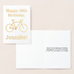 [ Thumbnail: Gold Foil Bicycle Silhouette + Happy Birthday Foil Card ]