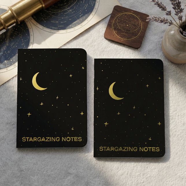 Gold Foil Black Boho Stargazing Pocket Notebooks (Gold Foil Black Boho Stargazin Pocket Notebooks)