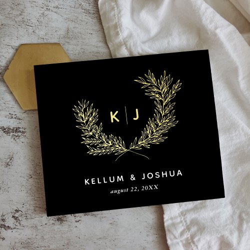 Gold Foil Black Distinguished Monogram Guest Book