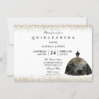 Gold Foil Black Dress Quinceanera invitation