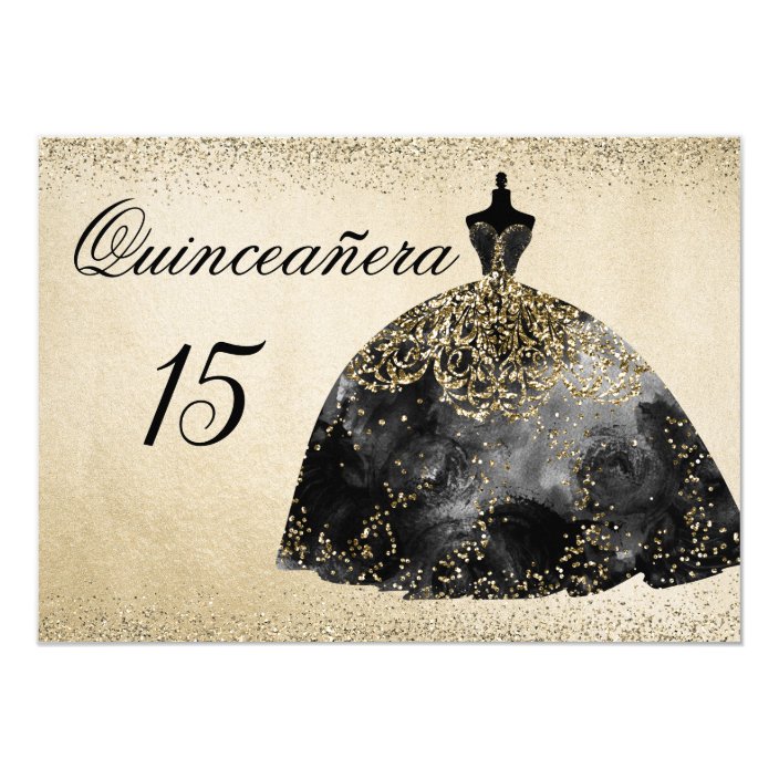 quinceanera black and gold
