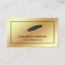 Gold Foil Black Feather Vintage Quill Pen Business Card