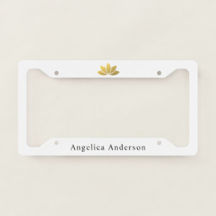 Gold Foil Black Lotus Flower Licence Plate Frame