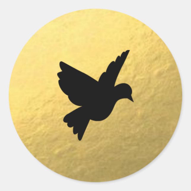Gold Foil Black Love Bird Sticker (Front)