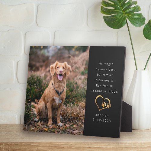 Gold Foil Black Photo Pet Memorial Plaque