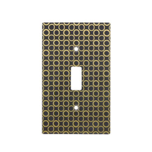 Gold Foil Black Polka Dots Pattern Light Switch Cover
