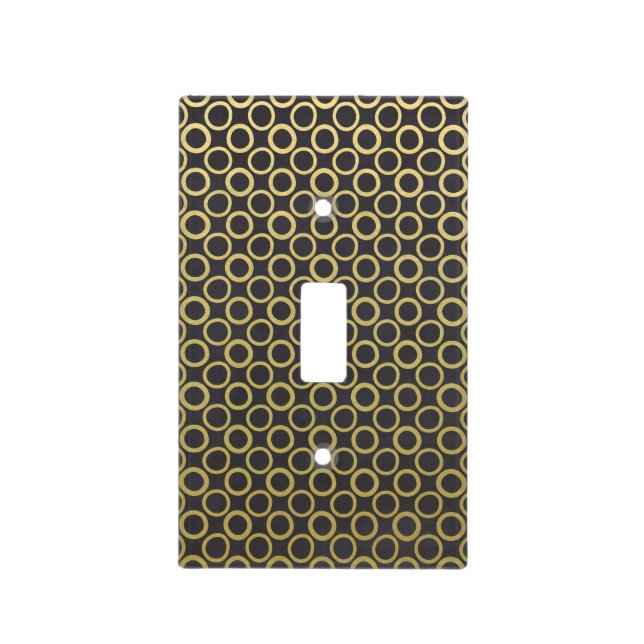 Gold Foil Black Polka Dots Pattern Light Switch Cover (Front)