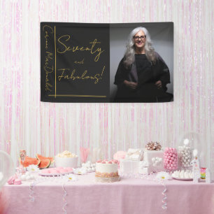 Gold Foil Black Seventy & Fabulous 70th Birthday Banner