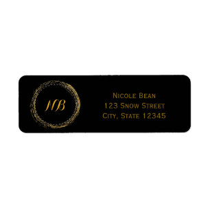Gold Foil & Black Sparkle Glamour Circle Labels