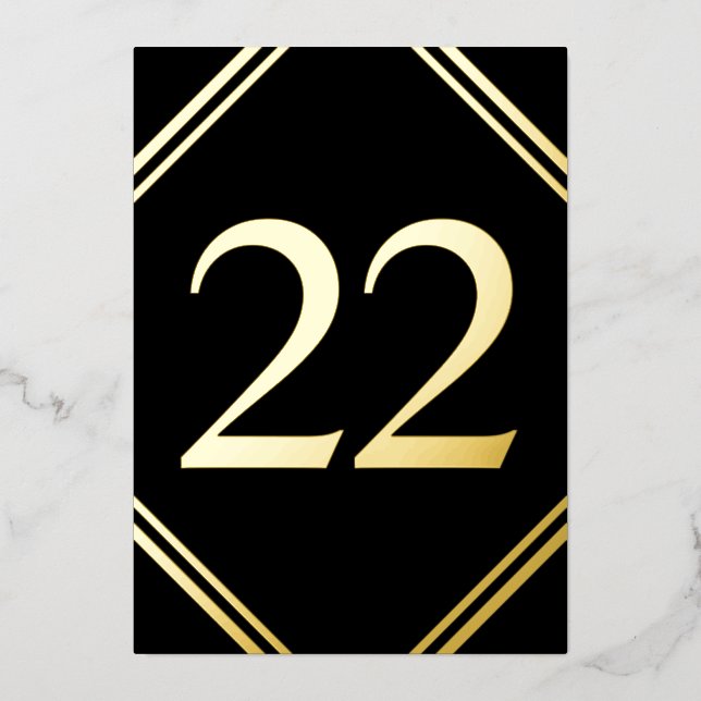 Gold Foil & Black Table Number Cards (Front)
