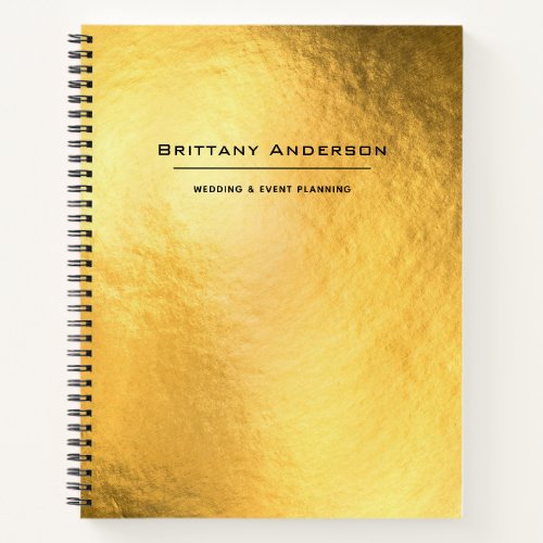 Gold Foil Black Typography Business Planner Notebook