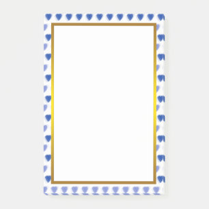 Gold Foil Blue   Love Heart Pattern Valentine Post-it Notes