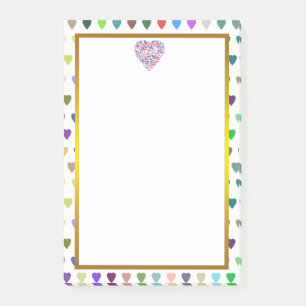 Gold Foil Blue Pink  Love Heart Pattern Valentine Post-it Notes