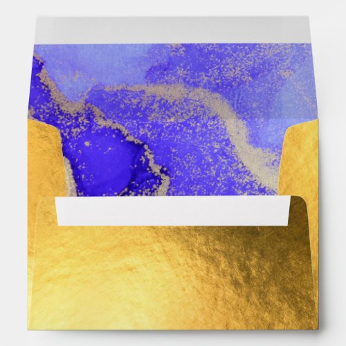 Gold Foil Blue Purple Abstract Wedding Envelope