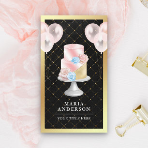 Gold Foil Blush Pink Cake Balloons Event Planner Business Card