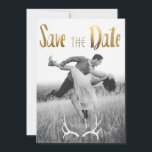 Gold Foil Bohemian Glamour | Photo Save the Date<br><div class="desc">Customize this square invitation card with your favorite photo and personal information.</div>