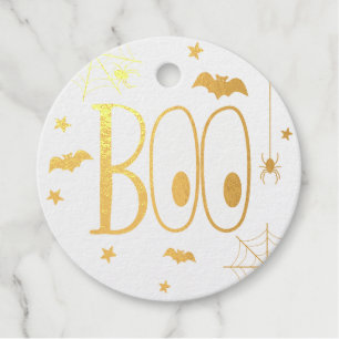 Gold Foil Boo Halloween Favor Tags
