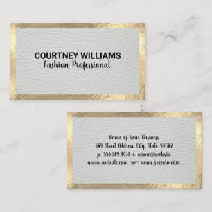 Gold Foil Border   Lux Leather Business Card